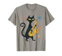 Mid Century Modern Cat Saxophone Retro Futuristic T-Shirt
