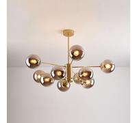 Mid Century Modern Chandelier, Dimmable Pendant Light with Glass Globes for Dining Room, Bedroom, Kitchen, Easy Installation