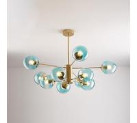 Mid Century Modern Chandelier, Dimmable Pendant Light with Glass Globes for Dining Room, Bedroom, Kitchen, Easy Installation