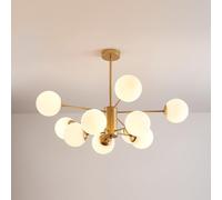 Mid Century Modern Chandelier, Dimmable Pendant Light with Glass Globes for Dining Room, Bedroom, Kitchen, Easy Installation