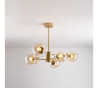 Mid Century Modern Chandelier, Dimmable Pendant Light with Glass Globes for Dining Room, Bedroom, Kitchen, Easy Installation