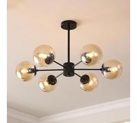 Mid Century Modern Chandelier, Dimmable Pendant Light with Glass Globes for Dining Room, Bedroom, Kitchen, Easy Installation