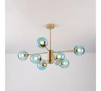 Mid Century Modern Chandelier, Dimmable Pendant Light with Glass Globes for Dining Room, Bedroom, Kitchen, Easy Installation