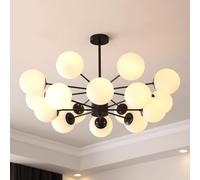 Mid Century Modern Chandelier, Dimmable Pendant Light with Glass Globes for Dining Room, Bedroom, Kitchen, Easy Installation