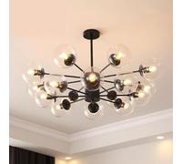 Mid Century Modern Chandelier, Dimmable Pendant Light with Glass Globes for Dining Room, Bedroom, Kitchen, Easy Installation
