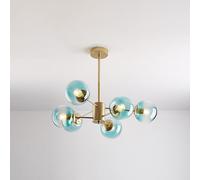 Mid Century Modern Chandelier, Dimmable Pendant Light with Glass Globes for Dining Room, Bedroom, Kitchen, Easy Installation