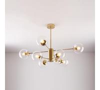 Mid Century Modern Chandelier, Dimmable Pendant Light with Glass Globes for Dining Room, Bedroom, Kitchen, Easy Installation