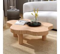 Mid-Century Modern Cloud Coffee Table - Solid Wood Easy Assembly Stylish Central Table for Living Room & Bedroom Natural Finish - 110 x 80 x 40 cm