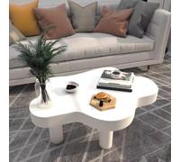 Mid-Century Modern Cloud Coffee Table Solid Wood Easy Assembly Stylish White Center Table for Living Room & Bedroom 110 x 80 x 40 cm Unique Design
