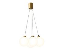 Mid Century Modern Cluster Frosted Glass Bubble Chandelier 5 Light Milk Ball Hanging Cooper Ceiling Lamp for Living Room Dining Bedroom Kitchen Entryway Foyer Staise
