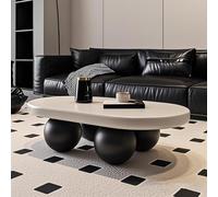 Mid Century Modern Coffee Table for Living Room Accent Fur with Rounded Corners White & Black h 100x60x30cm Ideal for Indoor Spaces
