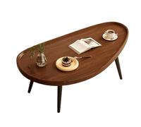 Mid Century Modern Coffee Table Mango Shape Solid Wood Tea Table Wide Top Carbon Steel Legs Raised Edges Center Tables Sturdy and Load-Bearing for Home Living Room Office
