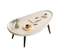 Mid Century Modern Coffee Table Mango Shape Solid Wood Tea Table Wide Top Carbon Steel Legs Raised Edges Center Tables Sturdy and Load-Bearing for Home Living Room Office