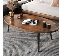 Mid Century Modern Coffee Table, Oval Shape, Walnut Finish