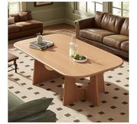 Mid Century Modern Coffee Table, Retro Wood Display Table for Living Room with Sturdy Base, 39in