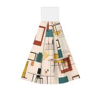 Mid Century Modern Coral fleece hand towel, super absorbent hanging kitchen towel, children's adult bathroom kitchen hanging hand towel