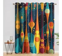 Mid Century Modern Curtains Blackout, 46x90 Inch 2 Panels - Retro Abstract Geometric Pattern Black Out Curtains, Home Decor, 90 Drop Eyelet Window Drapes for Bedroom, Living Room GP#186