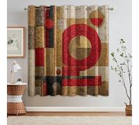 Mid Century Modern Curtains Blackout, 52x63 Inch 2 Panels - Abstract Circle Geometric Pattern Black Out Curtains, Home Decor, 63 Drop Eyelet Window Drapes for Bedroom, Living Room A&BF95