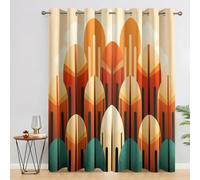 Mid Century Modern Curtains Blackout, 66x72 Inch 2 Panels - Boho Abstract Tree Geometric Pattern Black Out Curtains, Home Decor, 72 Drop Eyelet Window Drapes for Bedroom, Living Room GP#234