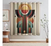 Mid Century Modern Curtains Blackout, 90x90 Inch 2 Panels - Retro Abstract Geometric Pattern Black Out Curtains, Home Decor, 90 Drop Eyelet Window Drapes for Bedroom, Living Room A&BF108