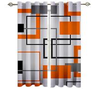 Mid Century Modern Curtains Opaque Set of 2, Orange Black Gray 3D Blackout Curtains with Eyelets Cold and Heat Resistant for Kids Room Boys Girls Bedroom Window Decoration 2 x 117.5W x 230H cm