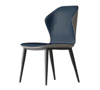 Mid Century Modern Dining Chair Upholstered Kitchen Chair without Arms Stylish Blue Accent Chair for Dining Room Comfortable & Furniture
