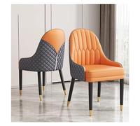 Mid-Century Modern Dining Chairs Comfortable Orange PU Leather Set of 2 for Kitchen Dining Room & Office Stylish Metal & Wood Design Ergonomic Seating