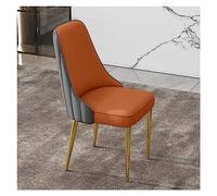 Mid Century Modern Dining Chairs, Faux Leather Upholstered Armless Accent Chairs with Gold Legs, Set of 2 for Living Room or Kitchen