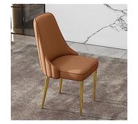 Mid Century Modern Dining Chairs, Faux Leather Upholstered Armless Accent Chairs with Gold Legs, Set of 2 for Living Room or Kitchen