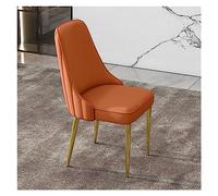 Mid Century Modern Dining Chairs, Faux Leather Upholstered Armless Accent Chairs with Gold Legs, Set of 2 for Living Room or Kitchen