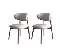 Mid-Century Modern Dining Chairs Set of 2/4/6 - Upholstered Kitchen & Living Room Chairs with Curved Backrest Dark Walnut Legs Light Gray Fabric - Chic & Cozy Seating Solution