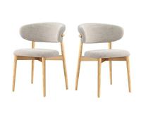 Mid Century Modern Dining Chairs Set of 2 - Solid Wood Upholstered Kitchen Chairs with Linen Cushion & Curved Backrest for Living Room Dining Room Home Decor (2 Log)