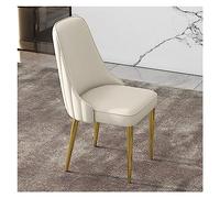 Mid Century Modern Dining Chairs Set of 2 Upholstered Faux Leather Armless Accent Chairs with Gold Legs for Kitchen Dining Room Living Room Cream Color