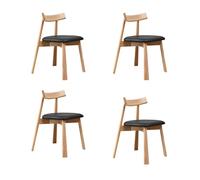 Mid-Century Modern Dining Chairs Set of 4, Easy-to-Clean Leather & Wooden Dining Chairs for Kitchen & Living Room, Stylish & Durable Design