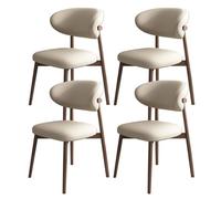 Mid Century Modern Dining Chairs Set of 4 - Upholstered Curved Backrest Solid Wood Legs Chic Design for Kitchen & Living Room Dark Walnut & Light Khaki Comfortable & Durable