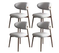 Mid Century Modern Dining Chairs Set of 4 - Upholstered Curved Backrest Stylish Wood Legs - Ideal for Kitchen & Living Room Decor Dark Walnut & Light Gray Finish