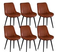 Mid Century Modern Dining Chairs Set of 6 Upholstered Kitchen Stools with Metal Legs & PU Backrest Stylish Lounge Seating for Living Room & Reception (ge Black)
