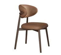 Mid Century Modern Dining Chairs Wooden Farmhouse Leather Upholstered Kitchen Side Chairs With Curved Backrest & Wooden Legs
