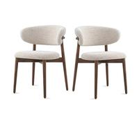 Mid Century Modern Dining ChairsSolid Wood with Linen Cushion & Curved Backrest Upholstered Kitchen & Living Room Chairs Stylish & Comfortable Seating