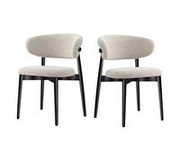Mid Century Modern Dining ChairsSolid Wood with Linen Cushion Curved Backrest Upholstered Kitchen & Living Room Chairs Stylish & Comfortable Seating for Home Decor
