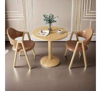 Mid-Century Modern Dining Table and Chair Set for 2 - Stylish Round Office Table with Metal Legs - Elegant Wood Coffee Shop Furniture