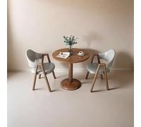 Mid-Century Modern Dining Table & Chair Set for 2 - Stylish Round Office Table with Metal Legs - Elegant Wood Coffee Shop Furniture - Perfect for Small Spaces