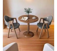 Mid-Century Modern Dining Table & Chair Set for 2 - Stylish Round Office Table with Metal Legs - Elegant Wood Coffee Shop Furniture for Small Spaces
