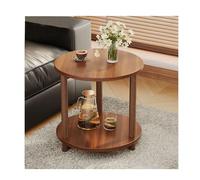 Mid Century Modern Double Layer Coffee Table - Retro Movable Round Side Table for Living Room Small Display Table (L40CM/15.7IN H53CM/20.9IN)