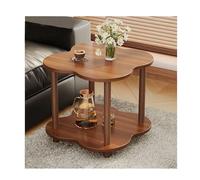 Mid-Century Modern Double Layer Coffee Table Retro Round Side Table Movable Small Display Table for Living Room 50CM/19.7IN Diameter 53CM/20.9IN Height