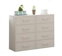 Mid Century Modern Dresser,3-4 tier Double Drawer Storage Chests, 30cm Deep Drawers and Wide Storage Space for Bedroom,Living Room, Hallway (Color : White, Size : 192 * 30 * 76cm)