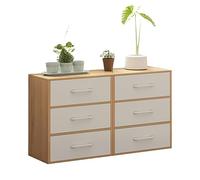 Mid Century Modern Dresser - Double Drawer Storage Chest with Spacious 30cm Deep Drawers for Bedroom, Living Room & Hallway - Wood Finish, 144x30x76cm