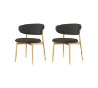Mid Century Modern Fabric Upholstered Kitchen Chairs,Farmhouse Dining Chairs,Wooden Dining Room Chair with Curved Back for Kitchen Restaurant Cafe G,2PCS