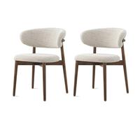 Mid Century Modern Fabric Upholstered Kitchen Chairs,Farmhouse Dining Chairs,Wooden Dining Room Chair with Curved Back for Kitchen Restaurant Cafe D,2PCS