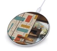 Mid Century Modern Fast Charging Wireless Charger, 10W Qi Certified Wireless Charging Pad for Most Enabled Phones Portable Slim Home